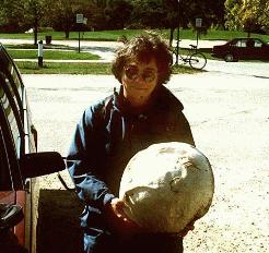 Diane Derouen with a giant puffball